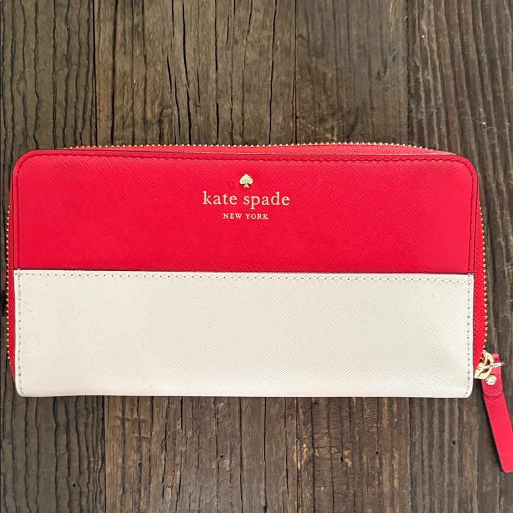 Kate Spade Vibrant Red and Bone/off White Wallet